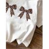 imageGirls Graphic Tees Short Sleeve Bow Print Tee Tops Crew Neck Drop Shoulder Casual Summer T ShirtsBow White