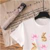 imageGirls Graphic Tees Short Sleeve Bow Print Tee Tops Crew Neck Drop Shoulder Casual Summer T ShirtsBunny Bow White