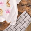 imageGirls Graphic Tees Short Sleeve Bow Print Tee Tops Crew Neck Drop Shoulder Casual Summer T ShirtsBunny Bow White