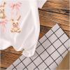 imageGirls Graphic Tees Short Sleeve Bow Print Tee Tops Crew Neck Drop Shoulder Casual Summer T ShirtsBunny White