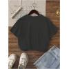 imageGirls Graphic Tees Short Sleeve Bow Print Tee Tops Crew Neck Drop Shoulder Casual Summer T ShirtsDark Grey