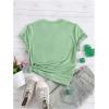 imageGirls Graphic Tees Short Sleeve Bow Print Tee Tops Crew Neck Drop Shoulder Casual Summer T ShirtsGreen