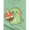 imageGirls Graphic Tees Short Sleeve Bow Print Tee Tops Crew Neck Drop Shoulder Casual Summer T ShirtsGreen