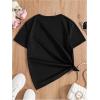 imageGirls Graphic Tees Short Sleeve Bow Print Tee Tops Crew Neck Drop Shoulder Casual Summer T ShirtsHeart Black