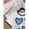 imageGirls Graphic Tees Short Sleeve Bow Print Tee Tops Crew Neck Drop Shoulder Casual Summer T ShirtsHeart White