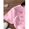 imageGirls Graphic Tees Short Sleeve Bow Print Tee Tops Crew Neck Drop Shoulder Casual Summer T ShirtsPink