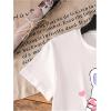 imageGirls Graphic Tees Short Sleeve Bow Print Tee Tops Crew Neck Drop Shoulder Casual Summer T ShirtsRabbit White
