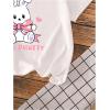 imageGirls Graphic Tees Short Sleeve Bow Print Tee Tops Crew Neck Drop Shoulder Casual Summer T ShirtsRabbit White