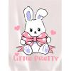 imageGirls Graphic Tees Short Sleeve Bow Print Tee Tops Crew Neck Drop Shoulder Casual Summer T ShirtsRabbit White