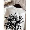 imageGirls Graphic Tees Short Sleeve Bow Print Tee Tops Crew Neck Drop Shoulder Casual Summer T ShirtsStar White
