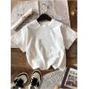 imageGirls Graphic Tees Short Sleeve Bow Print Tee Tops Crew Neck Drop Shoulder Casual Summer T ShirtsStar White