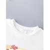 imageGirls Graphic Tees Short Sleeve Bow Print Tee Tops Crew Neck Drop Shoulder Casual Summer T ShirtsTropical White