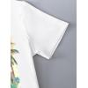 imageGirls Graphic Tees Short Sleeve Bow Print Tee Tops Crew Neck Drop Shoulder Casual Summer T ShirtsTropical White