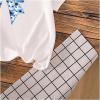imageGirls Graphic Tees Short Sleeve Bow Print Tee Tops Crew Neck Drop Shoulder Casual Summer T ShirtsWhite Blue Bow