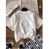 imageGirls Graphic Tees Short Sleeve Bow Print Tee Tops Crew Neck Drop Shoulder Casual Summer T ShirtsWhite Graphic