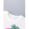 imageGirls Graphic Tees Short Sleeve Bow Print Tee Tops Crew Neck Drop Shoulder Casual Summer T ShirtsWhite With Graphic