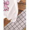 imageGirls Graphic Tees Short Sleeve Bow Print Tee Tops Crew Neck Drop Shoulder Casual Summer T ShirtsWhite With Pink