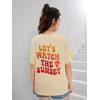 imageGirls Graphic Tees Short Sleeve Crewneck T Shirt Preppy Cute Tops Casual Summer Tee TopsApricot