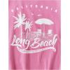 imageGirls Graphic Tees Short Sleeve Crewneck T Shirt Preppy Cute Tops Casual Summer Tee TopsTropical Pink