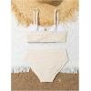 imageGirls High Waisted Bikini Sets 2 Piece Textured Wireless Bathing Suit Spaghetti Strap Boho SwimsuitBeige