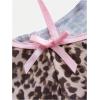 imageGirls Leopard Print Bow T Shirt Halter Short Sleeve Fitted Ruched Y2K Tee TopsBrown