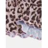 imageGirls Leopard Print Bow T Shirt Halter Short Sleeve Fitted Ruched Y2K Tee TopsBrown