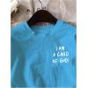 imageGirls Letter Print T Shirt Half Sleeve Drop Shoulder Crew Neck Oversized Tee TopsLetter Blue
