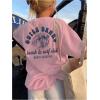 imageGirls Letter Print T Shirt Half Sleeve Drop Shoulder Crew Neck Oversized Tee TopsLetter Pink