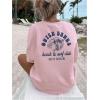 imageGirls Letter Print T Shirt Half Sleeve Drop Shoulder Crew Neck Oversized Tee TopsLetter Pink