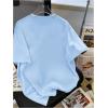imageGirls Letter Print T Shirt Half Sleeve Drop Shoulder Crew Neck Oversized Tee TopsPatterned Blue