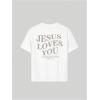 imageGirls Letter Print T Shirt Half Sleeve Drop Shoulder Crew Neck Oversized Tee TopsWhite