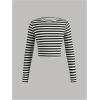 imageGirls Long Sleeve Shirts Crew Nekc Slim Fitted Tight Fall Basic Tees Cute Crop Tops for GirlsBlack and White