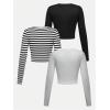 imageGirls Long Sleeve Shirts Crew Nekc Slim Fitted Tight Fall Basic Tees Cute Crop Tops for GirlsLight Grey