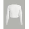 imageGirls Long Sleeve T Shirt Slim Fit Crewneck Fall Basic Tees Ribbed Knit Crop Top for GirlsBlack and White