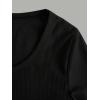 imageGirls Long Sleeve T Shirt Slim Fit Crewneck Fall Basic Tees Ribbed Knit Crop Top for GirlsBlack and White