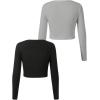 imageGirls Long Sleeve T Shirt Slim Fit Crewneck Fall Basic Tees Ribbed Knit Crop Top for GirlsGrey and Black
