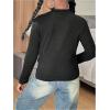 imageGirls Rhinestone Heart Graphic Tee Tops Mock Neck Long Sleeve Glitter Fall T ShirtBlack