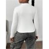 imageGirls Rhinestone Heart Graphic Tee Tops Mock Neck Long Sleeve Glitter Fall T ShirtWhite