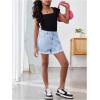 imageGirls Ruffle Flutter Sleeve Square Neck T Shirts Slim Fit Ribbed Knit Tee Summer TopsBlack