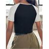 imageGirls Star Print Graphic Tee Shirt Crew Neck Raglan Short Sleeve Crop TopsBlack and White
