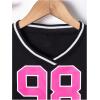 imageGirls Striped Graphic Jersey Tees V Neck Half Sleeve Crop Tops Y2K Summer TopsBlack