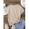 imageGirls Summer Tee Tops Cartoon Print Short Sleeve Round Neck Casual Cute T Shirt for GirlsApricot