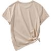 imageGirls Summer Tee Tops Cartoon Print Short Sleeve Round Neck Casual Cute T Shirt for GirlsApricot Graphic