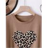 imageGirls Summer Tee Tops Cartoon Print Short Sleeve Round Neck Casual Cute T Shirt for GirlsChocolate Brown