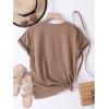 imageGirls Summer Tee Tops Cartoon Print Short Sleeve Round Neck Casual Cute T Shirt for GirlsChocolate Brown