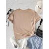 imageGirls Summer Tee Tops Cartoon Print Short Sleeve Round Neck Casual Cute T Shirt for GirlsKhaki