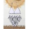 imageGirls Tie Dye Smocked 2 Piece Swimwear Sets Backless Halter Bikini Cute Brief Bathing SuitBlack and White