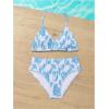 imageGirls Tie Dye Smocked 2 Piece Swimwear Sets Backless Halter Bikini Cute Brief Bathing SuitBlue