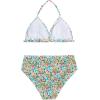 imageGirls Tie Dye Smocked 2 Piece Swimwear Sets Backless Halter Bikini Cute Brief Bathing SuitFloral Multicolor