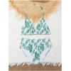 imageGirls Tie Dye Smocked 2 Piece Swimwear Sets Backless Halter Bikini Cute Brief Bathing SuitGreen